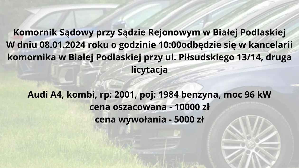 Licytacje samochodów - styczeń 2024 r