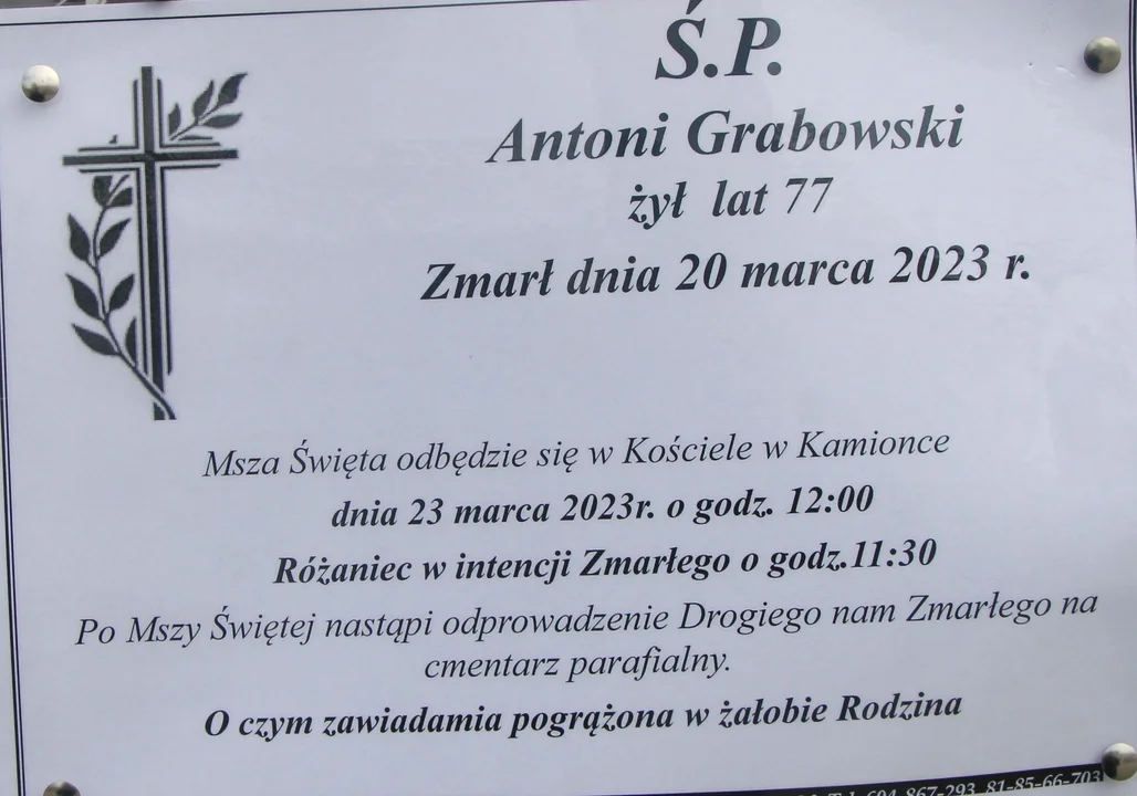 Zmarli z powiatu lubartowskiego od 15 do 21 marca