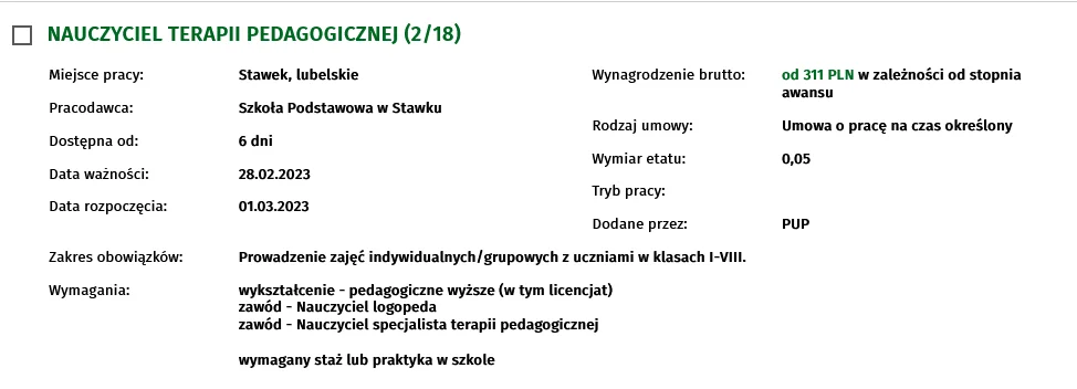 Oferty pracy z powiatu Łęczyńskiego