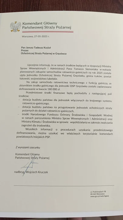 Samochód dla OSP Gręzówka