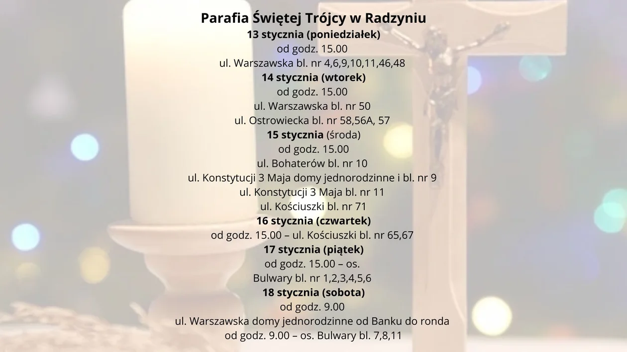Kolęda Radzyń ( 13 -18 stycznia 2025 r.)