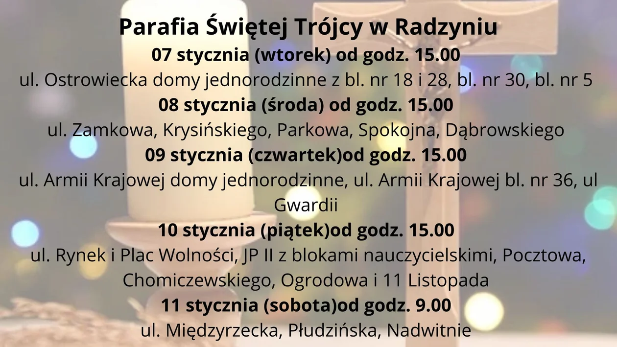 Kolęda w radzyńskich parafiach ( 07 - 11 stycznia 2025 r.)