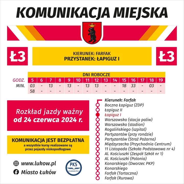 Ł3: rozkład jazdy od 24 czerwca 2024 r.