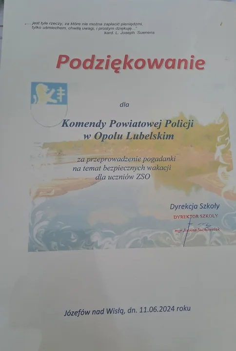 Józefów nad Wisłą: Policjanci rozmawiali z młodzieżą o bezpieczeństwie