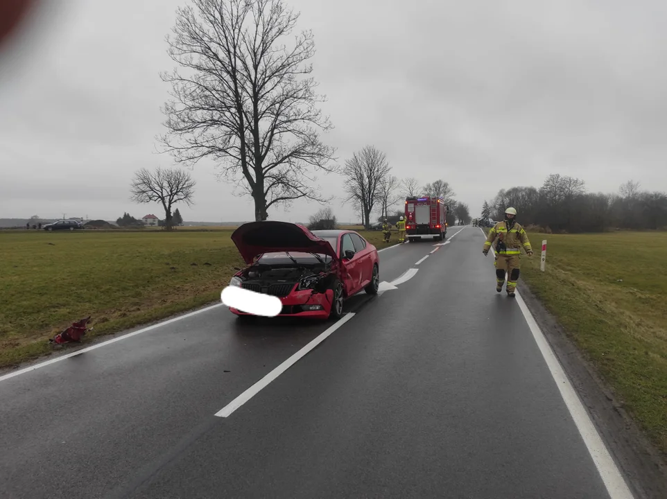 Powiat łukowski: Wypadek samochodowy we wsi Kosuty. Interweniowali strażacy