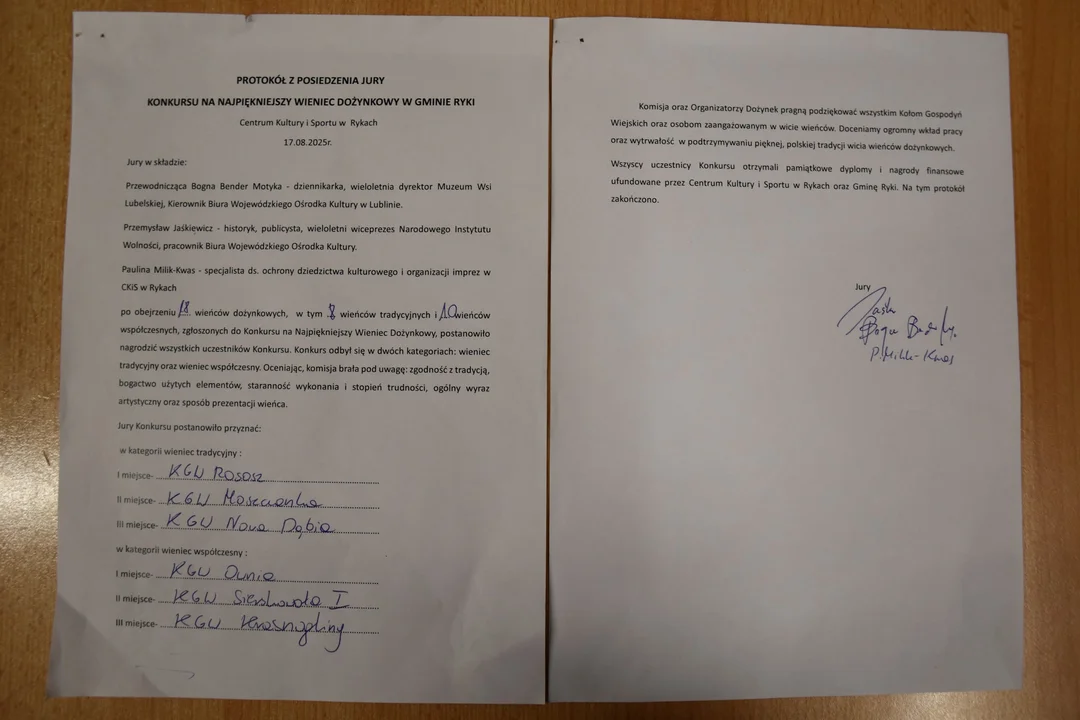 dożynki w Rykach konkurs na wieniec