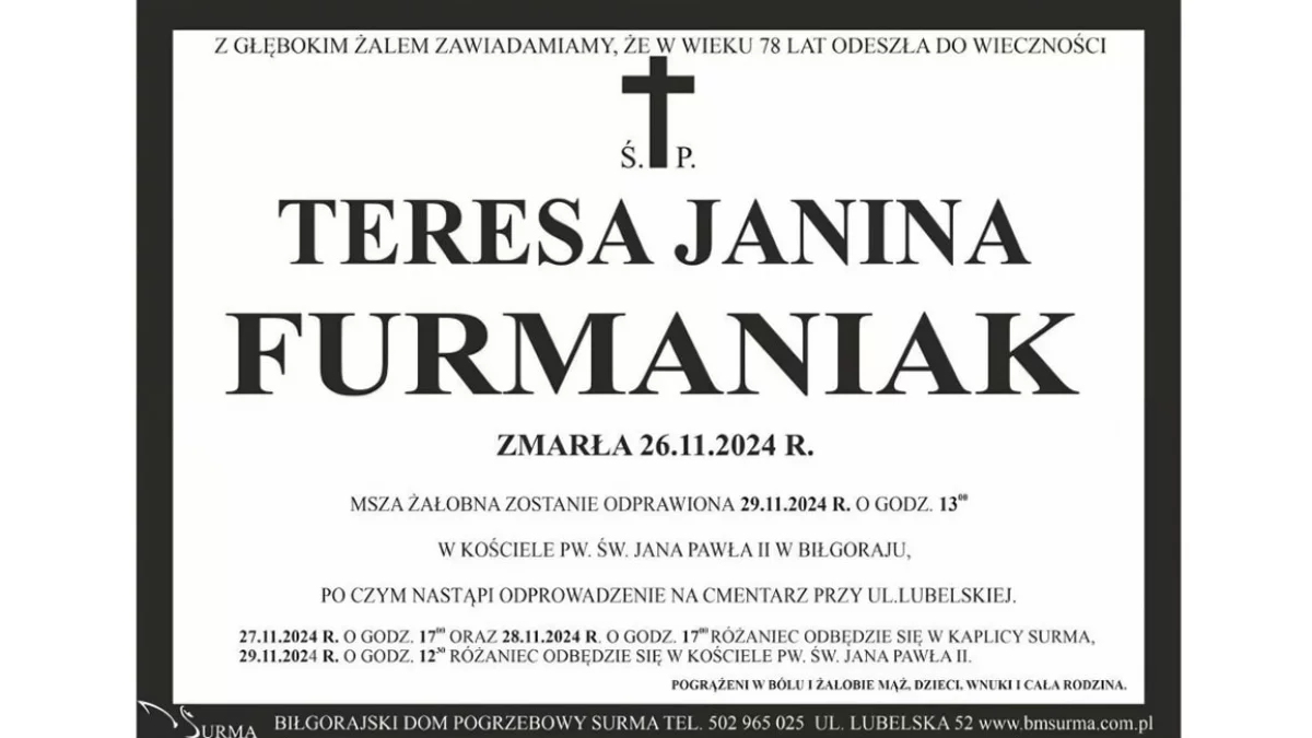 Teresa Janina Furmaniak - Zdjęcie główne