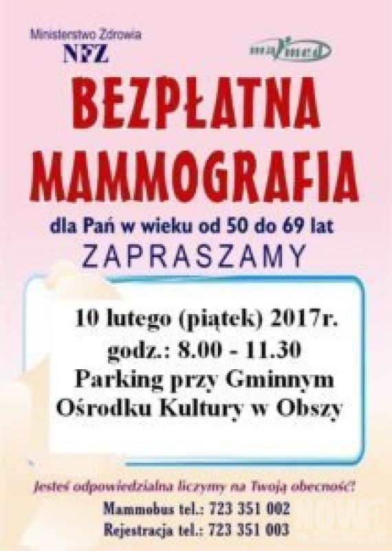 Bezpłatna mammografia - Zdjęcie główne