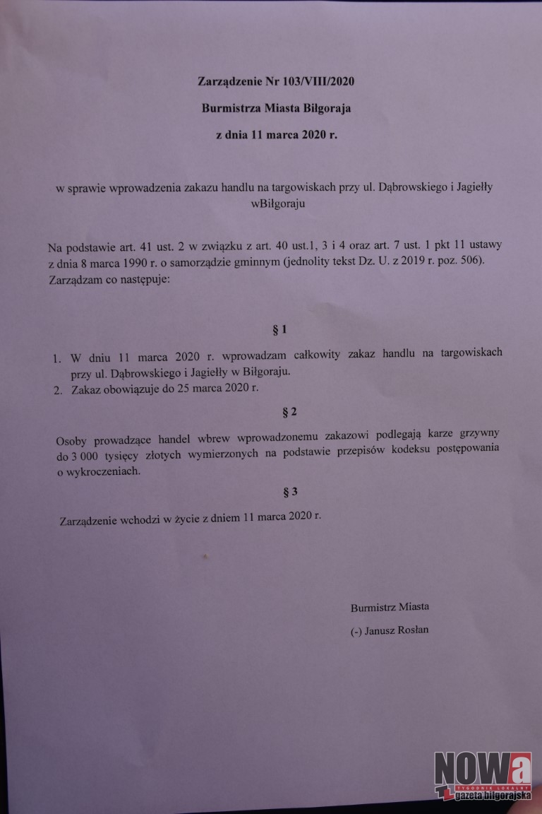 Zakaz handlu na targowisku. Burmistrz apeluje - Zdjęcie główne