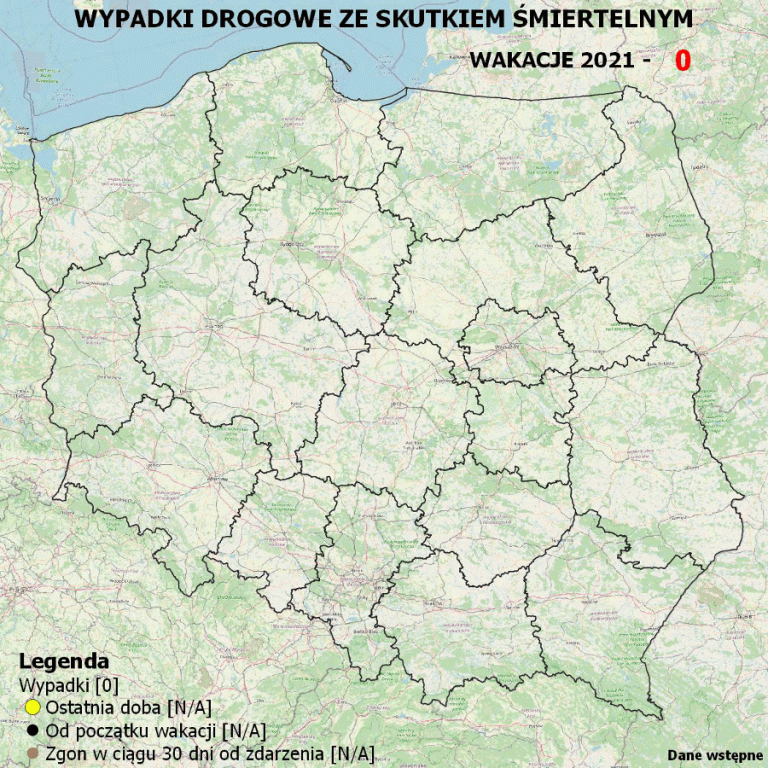 Policyjna mapa wypadków drogowych ze skutkiem śmiertelnym – wakacje 2021 - Zdjęcie główne