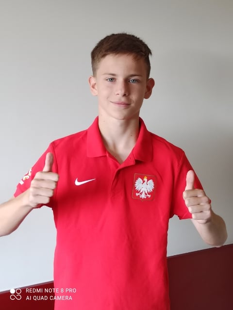 Michał Wachowicz w koszulce reprezentacji Polski