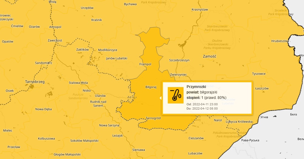 Uwaga. Ostrzeżenie o przymrozkach - Zdjęcie główne