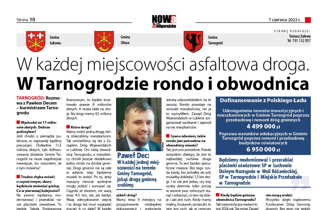 Burmistrz Tarnogrodu: W każdej miejscowości zrobimy jakąś drogę - Zdjęcie główne