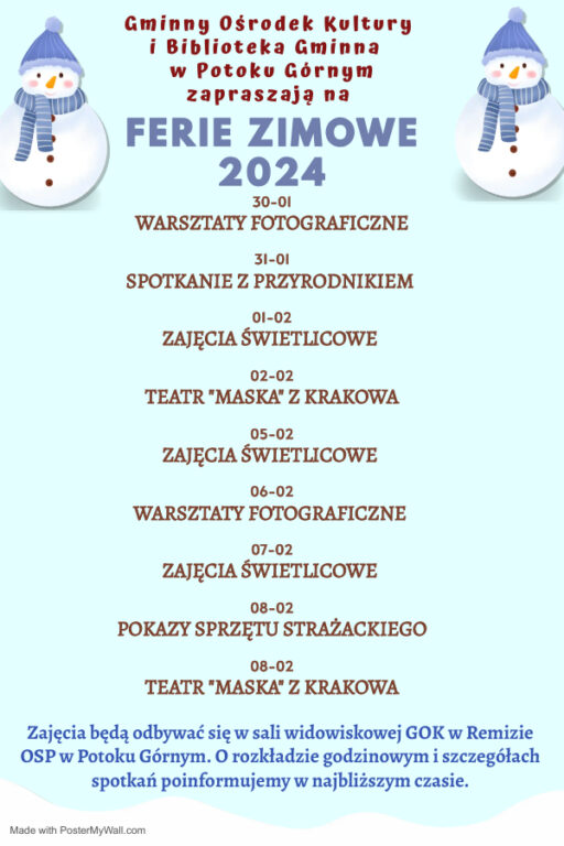 Potok Górny zaprasza na ferie zimowe - Zdjęcie główne
