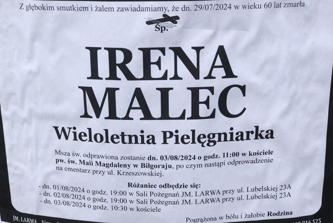 Nie żyje pielęgniarka z Biłgoraja - Zdjęcie główne