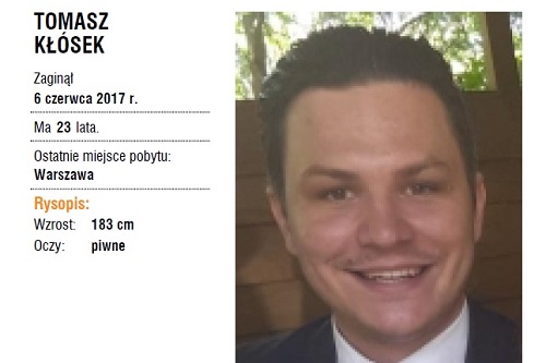 Zaginął Tomasz Kłósek - Zdjęcie główne