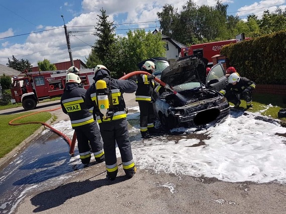 Pożar samochodu na ul. Jaśminowej w Sulbinach - Zdjęcie główne