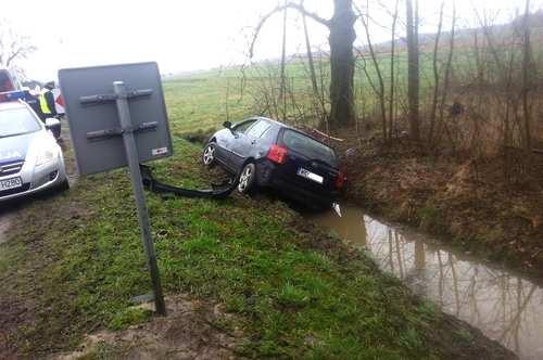 Stracił panowanie nad kierownicą. Wpadł do rowu - Zdjęcie główne