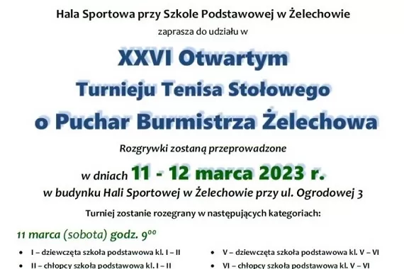 Turniej Tenisa Stołowego w Żelechowie - Zdjęcie główne