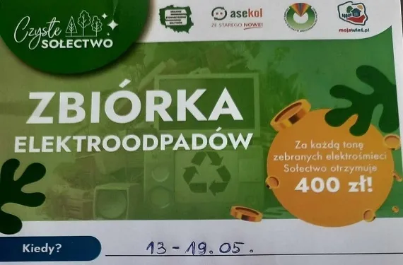 Zbiórka elektrośmieci odbywa się w ramach projektu Czyste Sołectwo - edycja 2024 - Zdjęcie główne