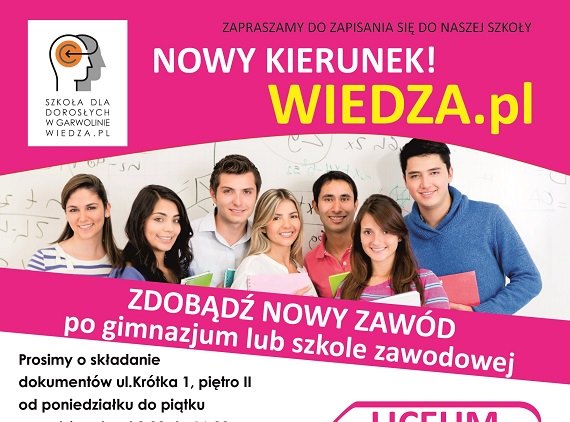 Szkoła dla dorosłych Wiedza.pl zaprasza! - Zdjęcie główne