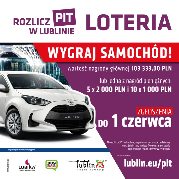 Lublin: Startuje miejska loteria. Główna nagroda to samochód hybrydowy - Zdjęcie główne