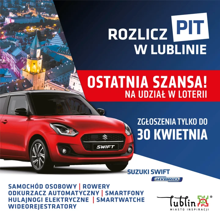 Lublin: Miasto rozda cenne nagrody. W ramach loterii "Rozlicz PIT w Lublinie" - Zdjęcie główne