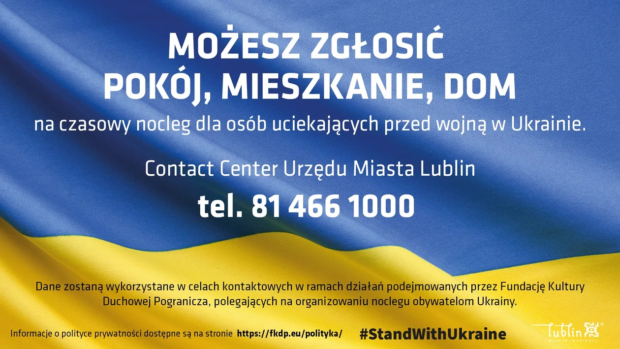 Lublin: Mieszkańcy mogą oferować nocleg Ukraińcom. Można to zgłosić przez Contact Center - Zdjęcie główne