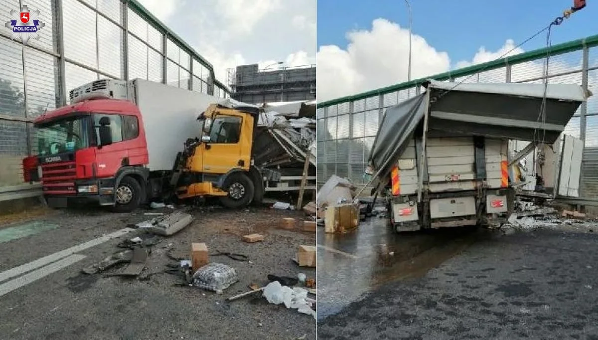 Powiat lubelski: Zderzenie ciężarówek na drodze ekspresowej - Zdjęcie główne