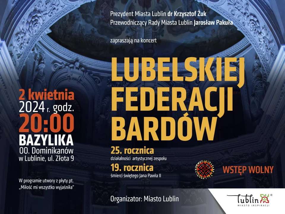 Lubelska Federacja Bardów zagra na swoje 25-lecie. Upamiętnią też rocznicę śmierci papieża - Zdjęcie główne