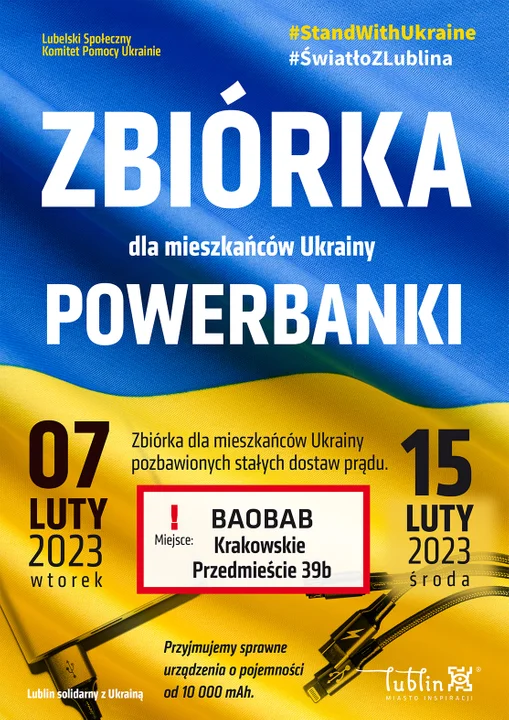 Lublin: Kończy się zbiórka świec i powerbanków dla Ukrainy - Zdjęcie główne