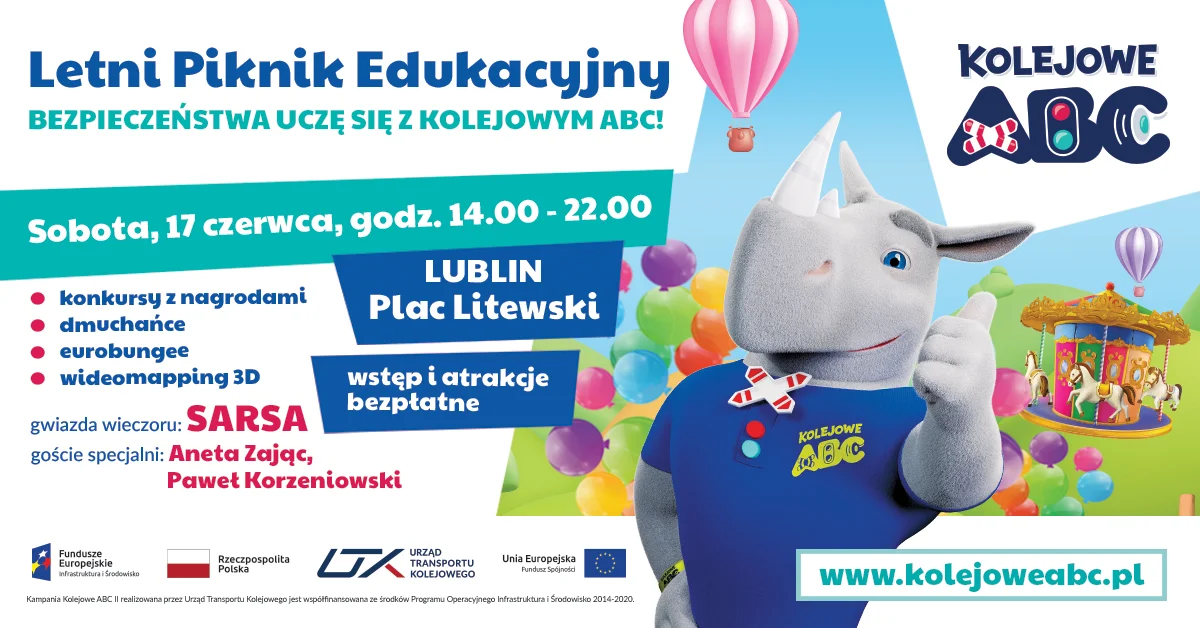 Weekend w Lublinie. Letni Piknik Edukacyjny Kampanii Kolejowe ABC II na placu Litewskim - Zdjęcie główne