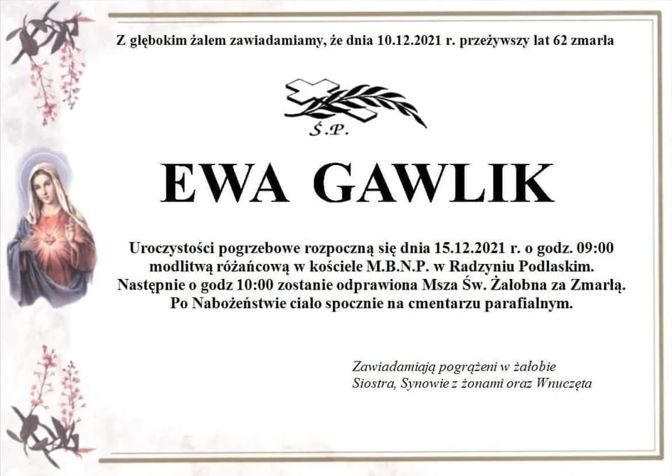 Zmarła Ewa Gawlik, wieloletnia nauczycielka pracująca w Specjalnym Ośrodku Szkolno - Wychowawczym w Radzyniu Podl.  - Zdjęcie główne