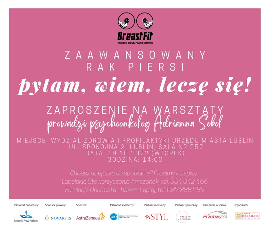 Lublin: Październik miesiącem świadomości raka piersi. Miasto włącza się w działania - Zdjęcie główne