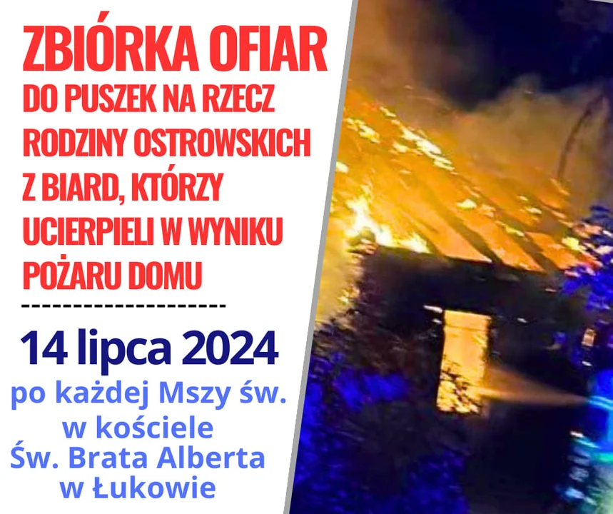 Pożar zabrał im wszystko. Pomóżmy rodzinie z Biard podczas zbiórki w kościele pw. Brata Alberta - Zdjęcie główne