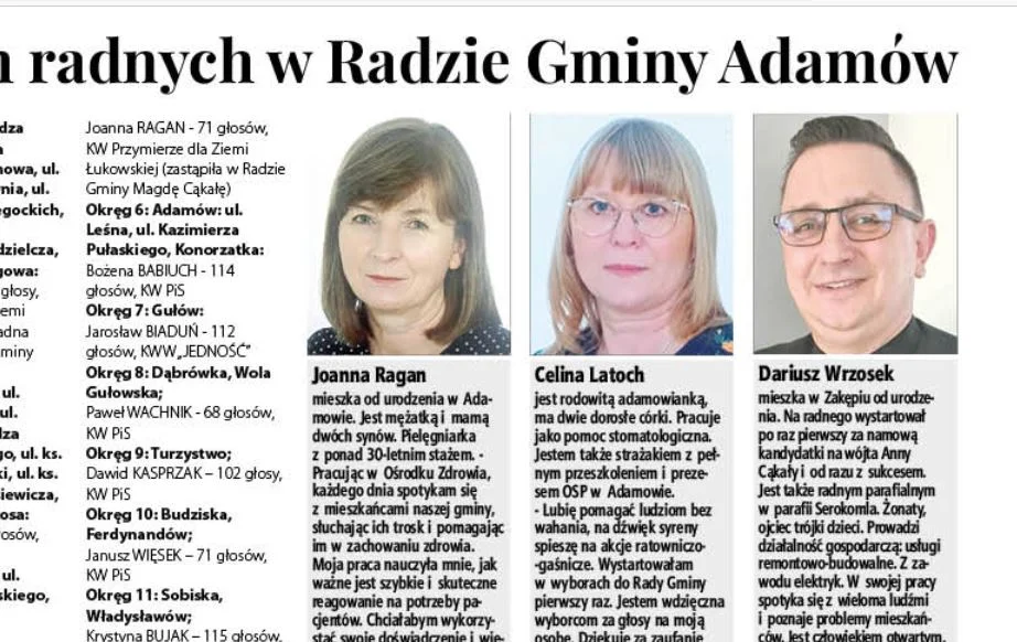 Troje nowych radnych w Radzie Gminy Adamów - Zdjęcie główne