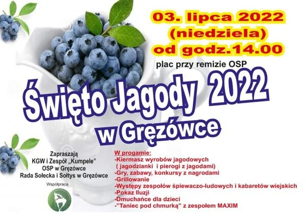GMINA ŁUKÓW Jagodowe święto w Gręzówce. Już jutro 3 lipca  - Zdjęcie główne