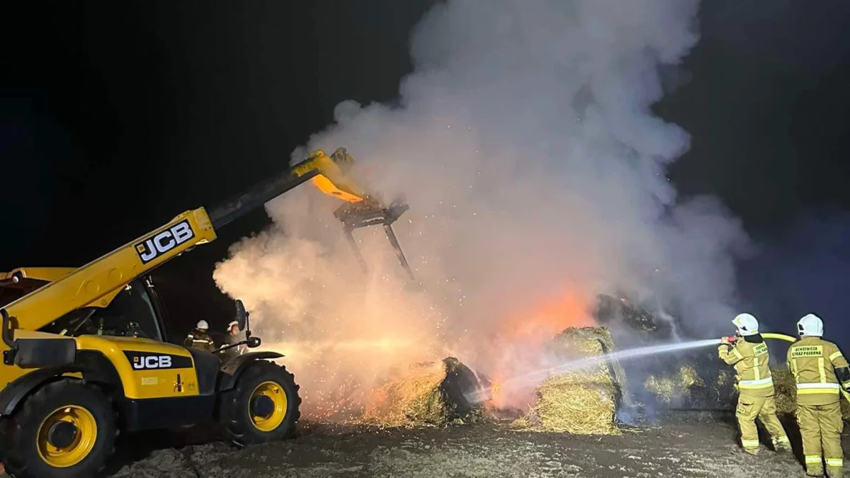 Pożar sterty z belami. Interweniowało kilka jednostek straży. - Zdjęcie główne