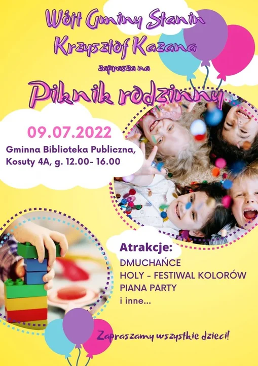 GMINA STANIN Piknik rodzinny w Kosutach i festiwal kolorów  - Zdjęcie główne