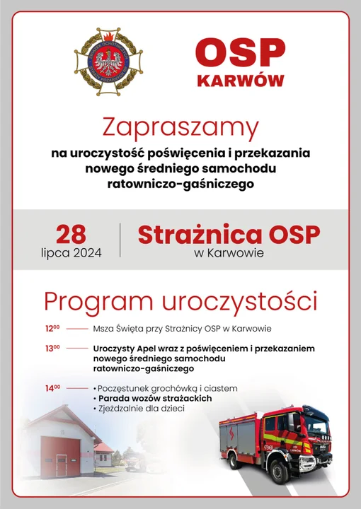 Zapraszamy na poświęcenie wozu strażackiego OSP Karwów - Zdjęcie główne