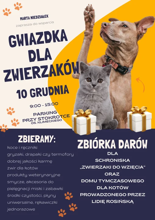 Zbiórka "Gwiazdka dla Zwierzaków". 10 grudnia (sobota) przy Stokrotce na os.Klimeckiego - Zdjęcie główne