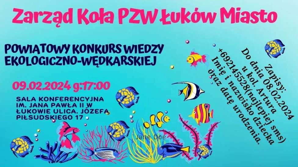 Zaproszenie na Powiatowy Konkurs Wiedzy Ekologiczno-Wędkarskiej dla Dzieci! - Zdjęcie główne