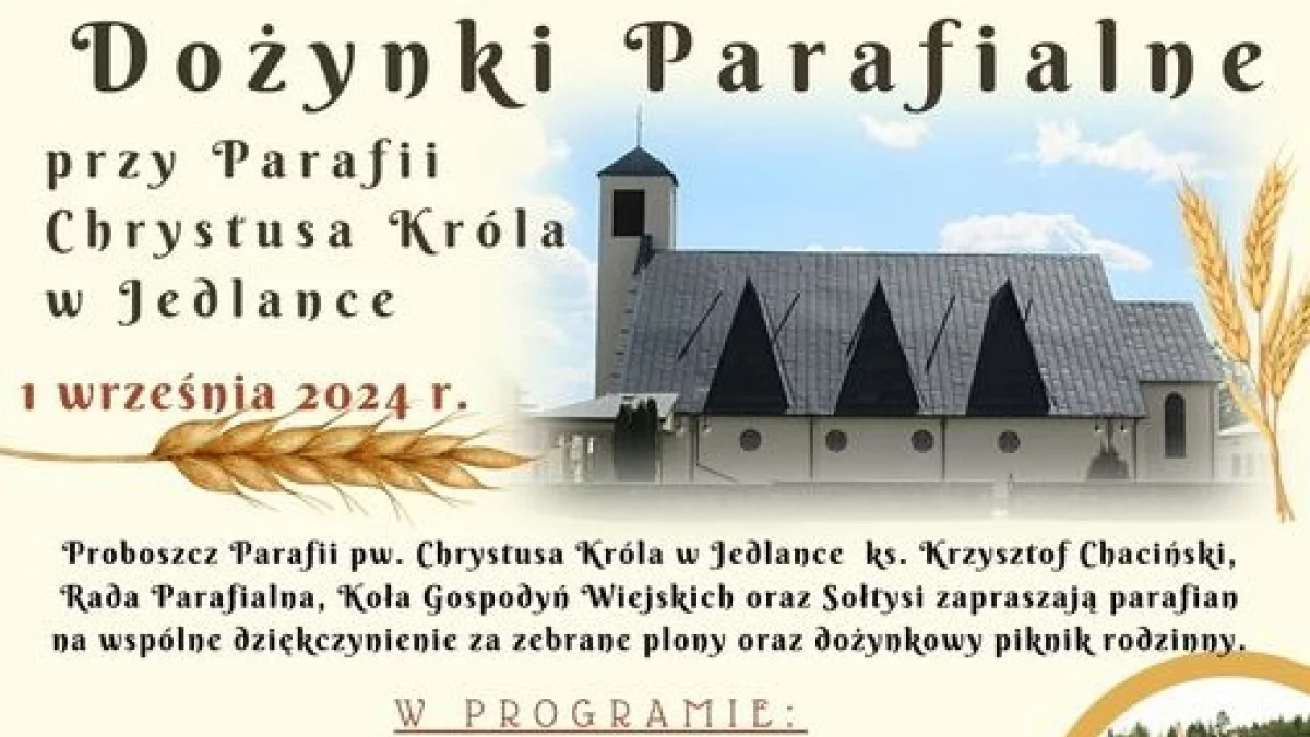 01.09.2024 - dożynki parafialne w Jedlance. Jakie atrakcje zaplanowano? - Zdjęcie główne