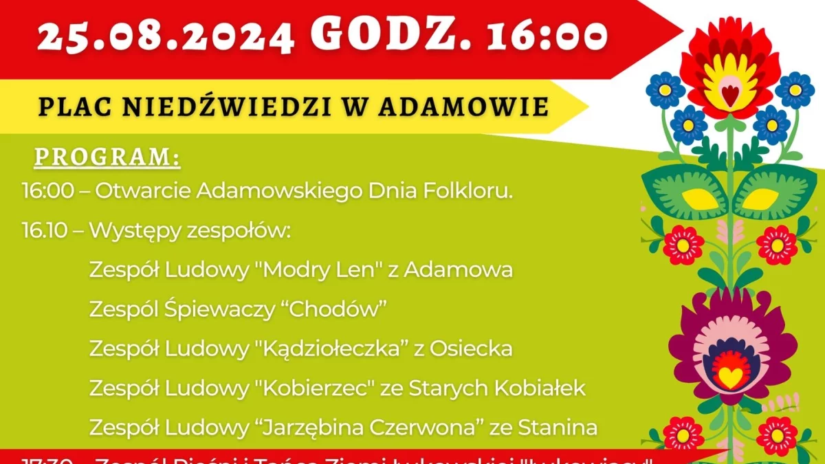 Zapraszamy na Adamowski Dzień Folkloru [PROGRAM] - Zdjęcie główne