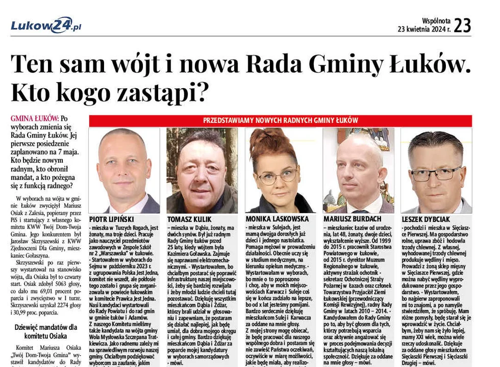 Ten sam wójt i nowa Rada Gminy Łuków. Kto kogo zastąpi? - Zdjęcie główne