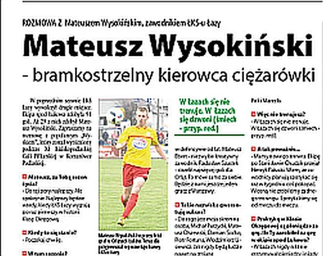 Mateusz Wysokiński - bramkostrzelny kierowca ciężarówki - Zdjęcie główne