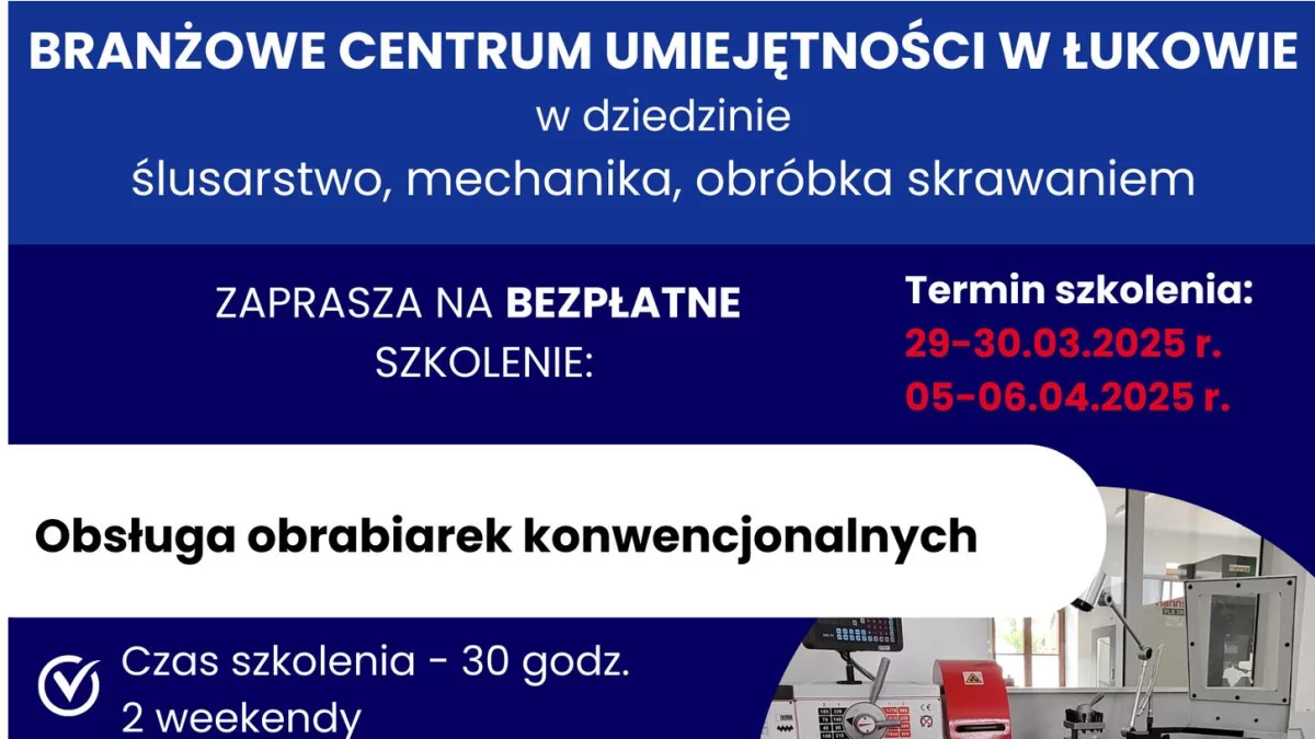 Bezpłatne szkolenia w Branżowym Centrum Umiejętności w Łukowie - Zdjęcie główne