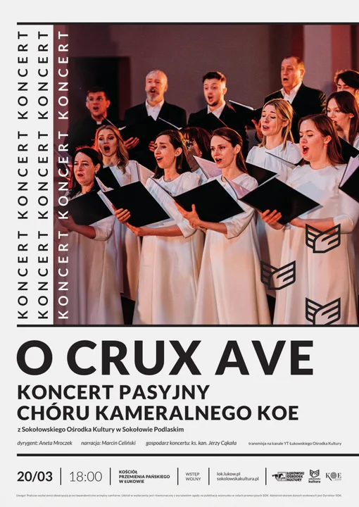 Koncert pasyjny Chóru Kameralnego KOE. W Kościele Przemienienia Pańskiego w Łukowie. - Zdjęcie główne