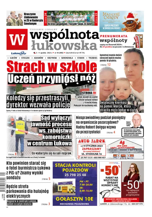 Najnowszy numer Wspólnoty Łukowskiej z kalendarzem na 2024 r. od wtorku 5 grudnia w punktach sprzedaży - Zdjęcie główne