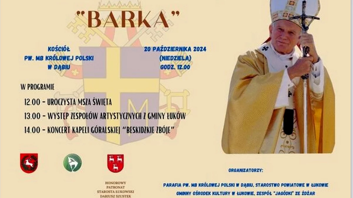 Festiwal Papieski "Barka" w gminie Łuków. Już 20 października w Dąbiu - Zdjęcie główne